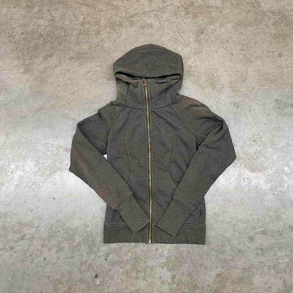 Lululemon Grey Scuba‎ Full Zip Hoodie Fitted Athleisure Women's Size 4